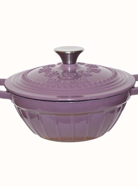 铸铁锅CASTIRON珐琅海鲜锅女王锅汤炖锅大紫色商用电磁炉燃气家用