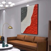 XD.ART原创橙色油画手绘沙发艺术客厅抽象轻奢餐厅走廊玄关装 饰画