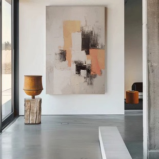 XD 手绘油画《橙意涌动》玄关装饰画暖色肌理画沙发大厅艺术油画