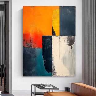 饰画沙发艺术油画 现代简约抽象橙色客厅装 XD手绘油画 梦途新章