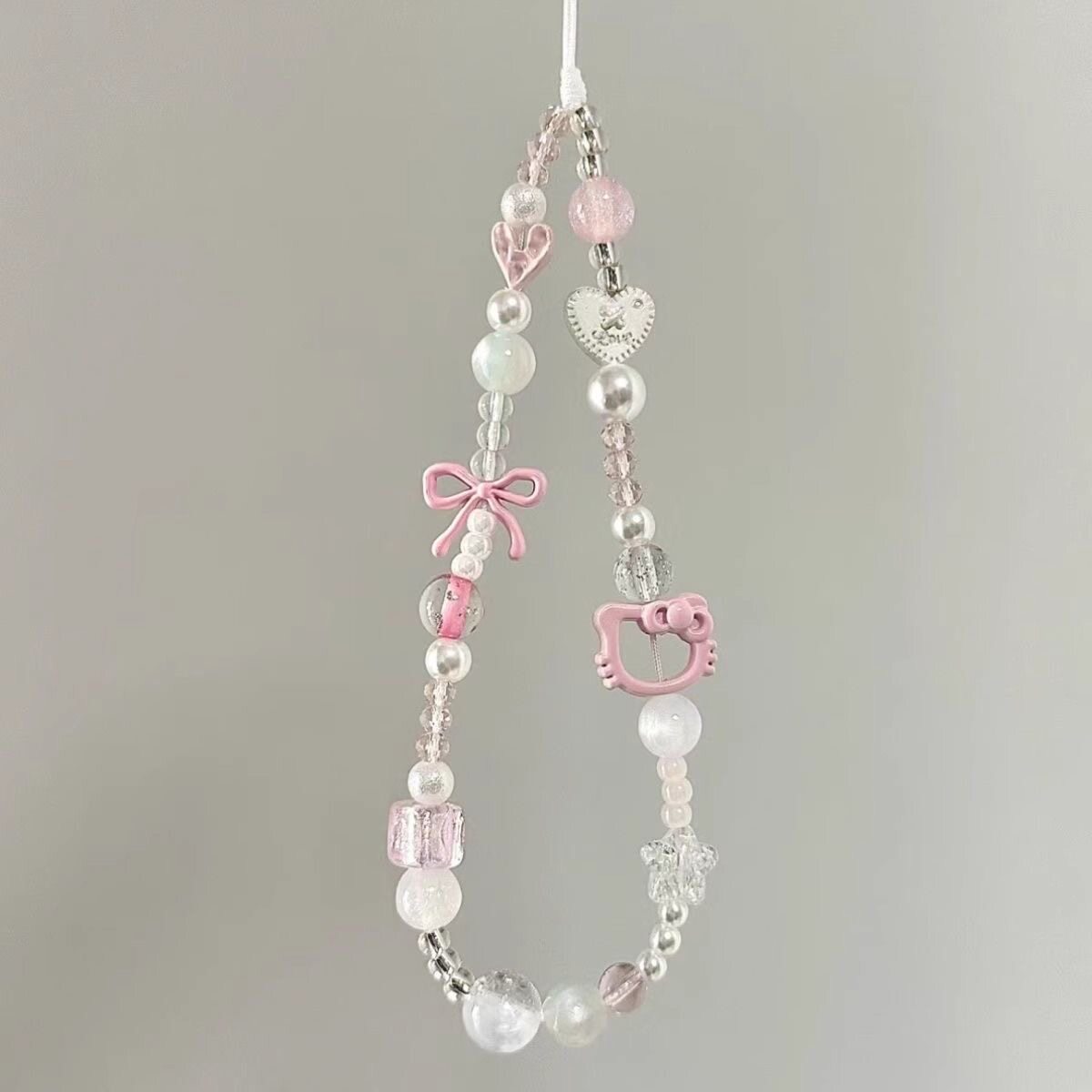 少女粉色kitty猫蝴蝶结手机挂链包包饰品手工ccd挂绳挂件可爱卡通