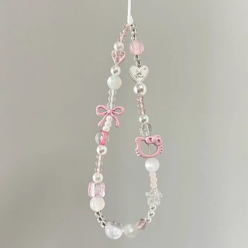 粉色Kitty猫蝴蝶结手机挂链