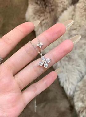 双生花四叶草项链女轻奢小众设计高级感情人节锁骨链生日礼物