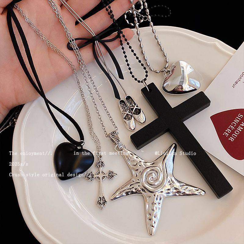 韩国小众设计银色十字架项链
