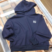 慕溢 缪家极简风宽松连帽卫衣女长袖 套头通勤慵懒深蓝色上衣