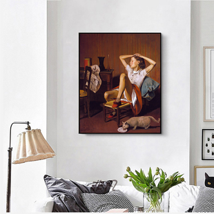 饰画文艺范客厅卧室书房玄关 Balthus巴尔蒂斯艺术装 入梦 特蕾莎