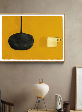 斯科特小众画家蓝黄色静物抽象餐厅ins背景墙软装样板间挂装饰画