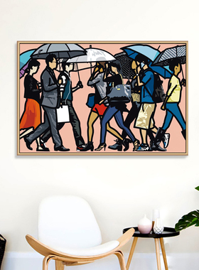 Julian Opie 朱利安奥培行走人群极简现代抽象民宿酒店装饰画挂画