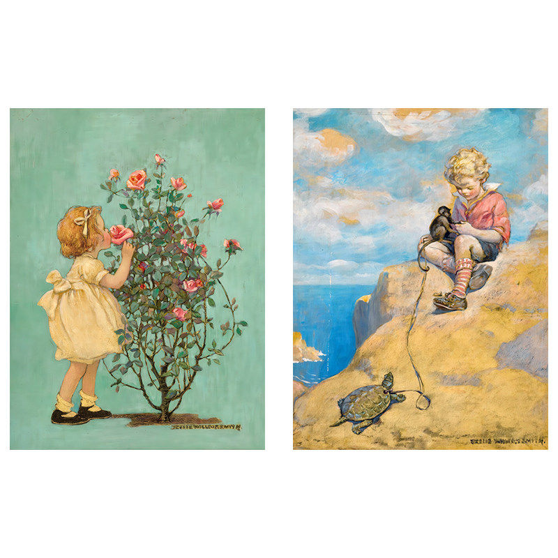 装饰画无框画玫瑰花女孩喷绘油画布客厅卧室墙画壁画儿童房挂画