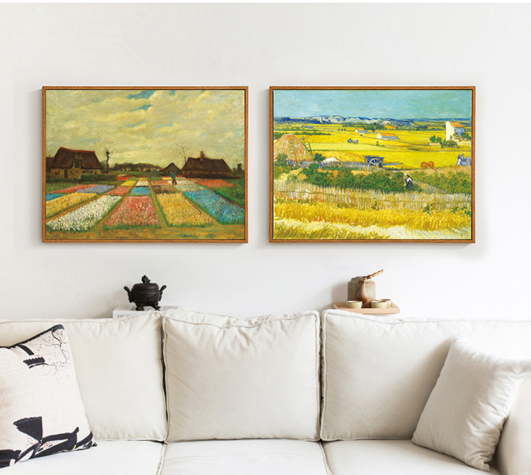 梵高装饰油画名画丰收美式现代麦田客厅卧室简约餐厅挂画玄关壁