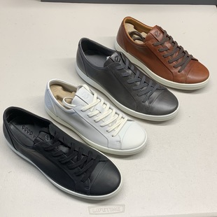 470364柔酷7 ECCO爱步男鞋 黄景瑜同款 板鞋 牛皮系带休闲鞋