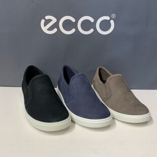 ECCO爱步女鞋真皮舒适圆头懒人鞋一脚蹬平底休闲乐福鞋857733柔酷