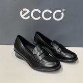 ECCO爱步女鞋 217323菲莉系列 乐福鞋 坡跟商务休闲皮鞋 一脚蹬懒人鞋