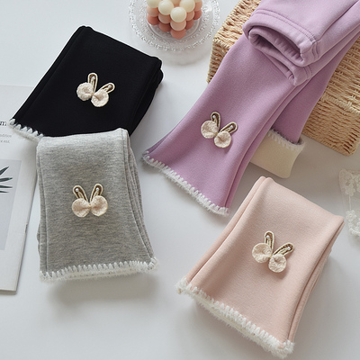 加绒加厚喇叭裤女童新品