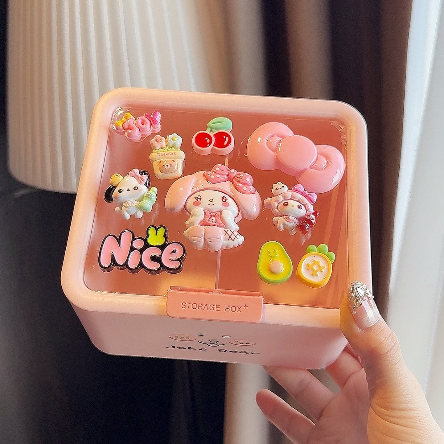 透明带盖棉签化妆棉收纳盒可爱桌面分格分类防尘梳妆台创意杂物盒,收纳整理,桌面收纳盒,淘宝优惠券,粉丝福利购,淘宝优惠卷