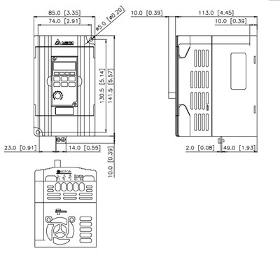 全新台达VFD-M 0.4kw 220v单相通用迷你型变频器台达VFD004M21A