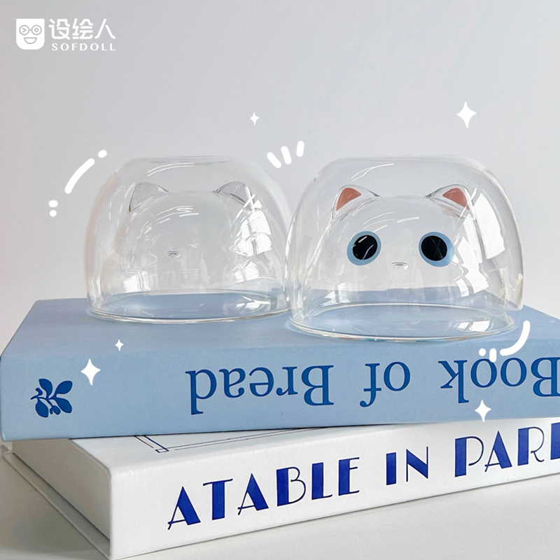 设绘人原创猫猫玻璃杯正品授权