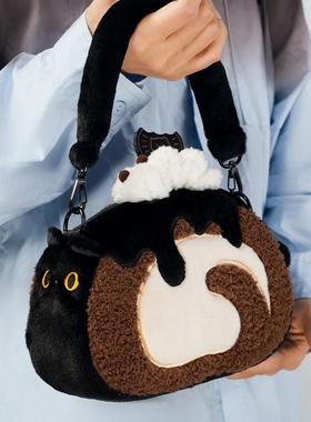 设绘人SOFDOLL原创猫卷包lolita猫咪手提包可爱毛绒斜跨包瑞士卷