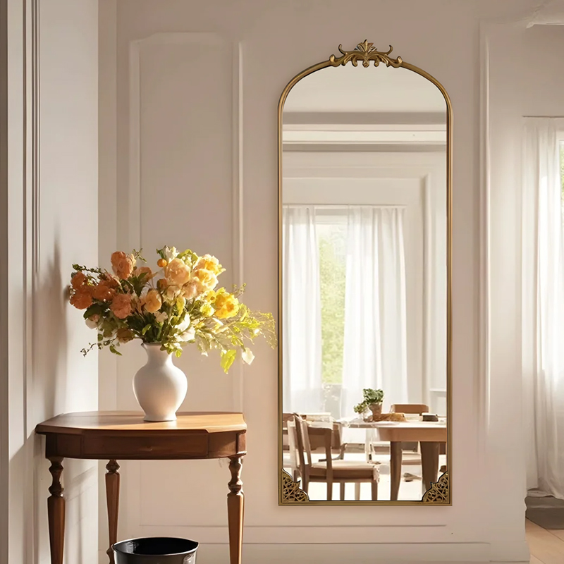 法式复古落地镜美式轻奢卧室全身镜艺术雕花穿衣镜家用客厅装饰镜