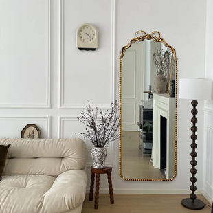 店试衣镜落地镜 饰镜服装 田园风蝴蝶结雕花全身镜法式 穿衣镜壁挂装