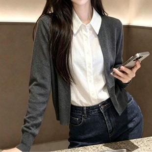 假两件拼接衬衫针织开衫2026秋季设计感小众长袖上衣今年流行女装
