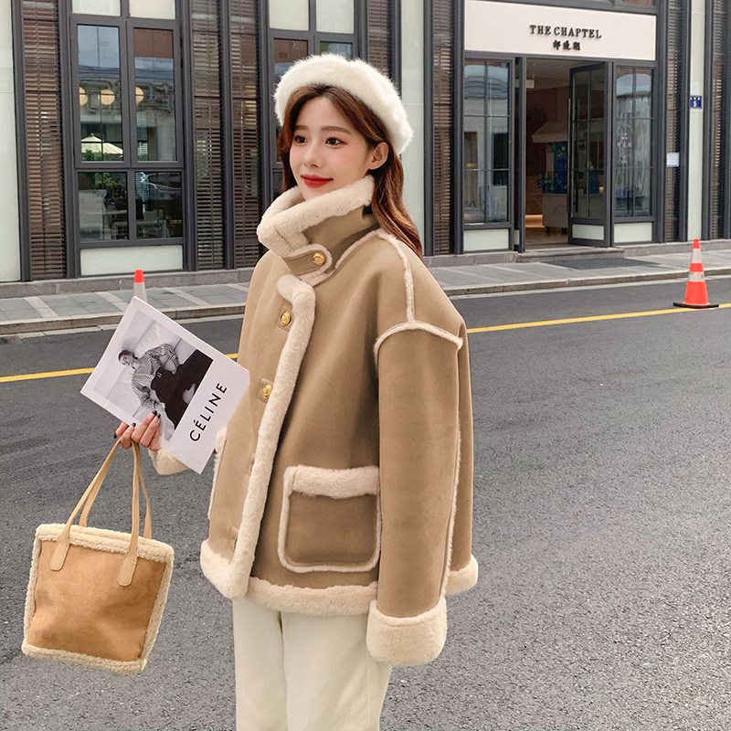 现货24皮毛一体3色羊羔毛外套099-105-P185-K268，女装皮草，浙宝099