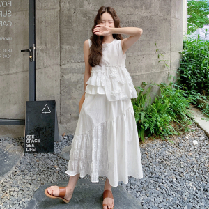 白色休闲立体花朵半身裙女2025夏季新款高级感气质百搭图片