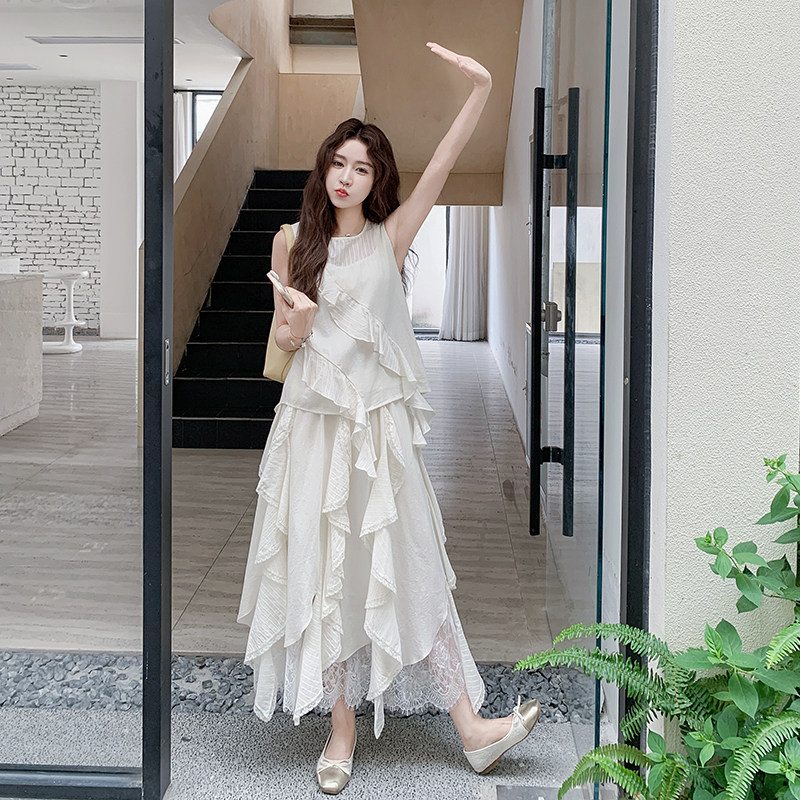 木耳边无袖衬衫半身裙套装女夏韩里韩里温柔风两件套流行巨好看,女装套装/套裙,浙宝099