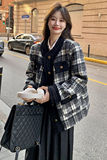 格纹拼接小香风羽绒服外套女2025冬季新款高级感气质小个子短上衣，女装羽绒服，浙宝099