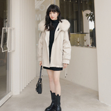 派克服女秋冬加绒加厚棉服2024年新款爆款皮毛一体仿兔毛皮草外套，女装派克服，浙宝099