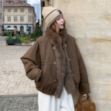 新款现货真毛领拼接90羽绒内胆派克服099-10393-p415-k628，女装羽绒服，浙宝099