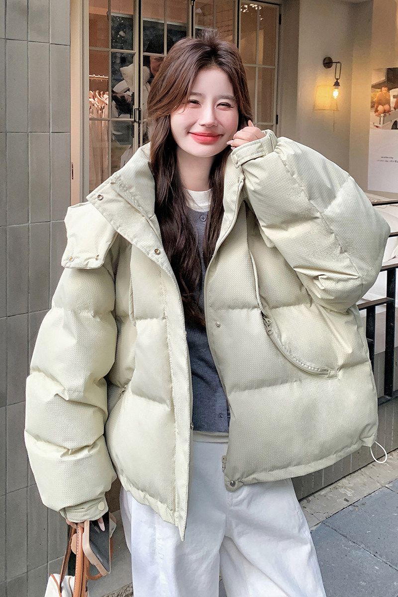 奶fufu豆绿色短款连帽云朵面包羽绒棉服女冬泡芙保暖棉衣棉袄外套,女装棉衣/棉服,浙宝099