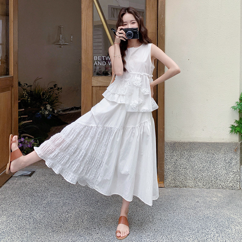 白色休闲立体花朵半身裙女2025夏季新款高级感气质百搭,女装连衣裙,浙宝099
