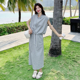 灰色盐甜系穿搭休闲背心套装裙女夏季新款显瘦半身裙两件套连衣裙，女装套装/套裙，浙宝099