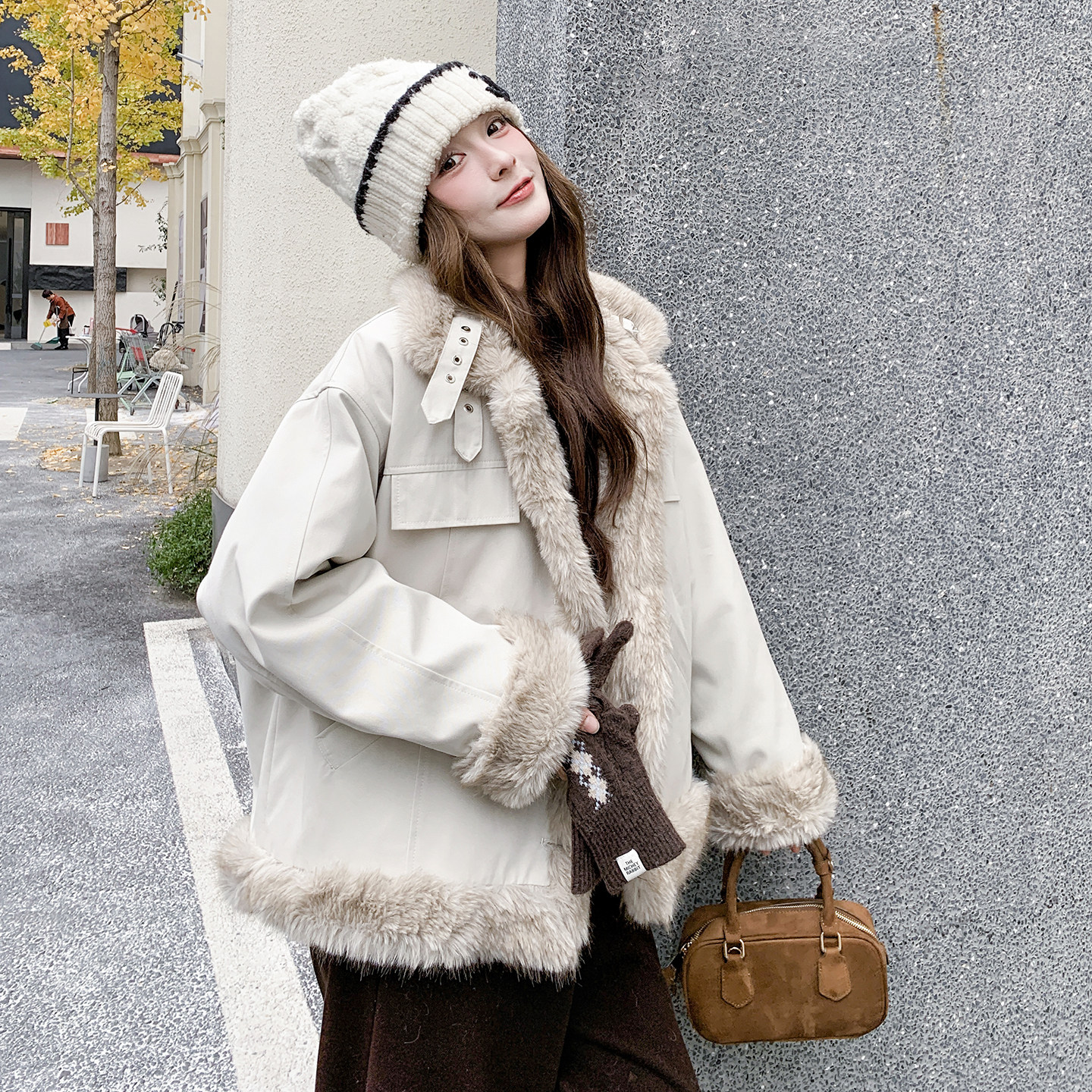 新款现货仿皮草两面穿派克服099-10368-P235-K358，女装派克服，浙宝099