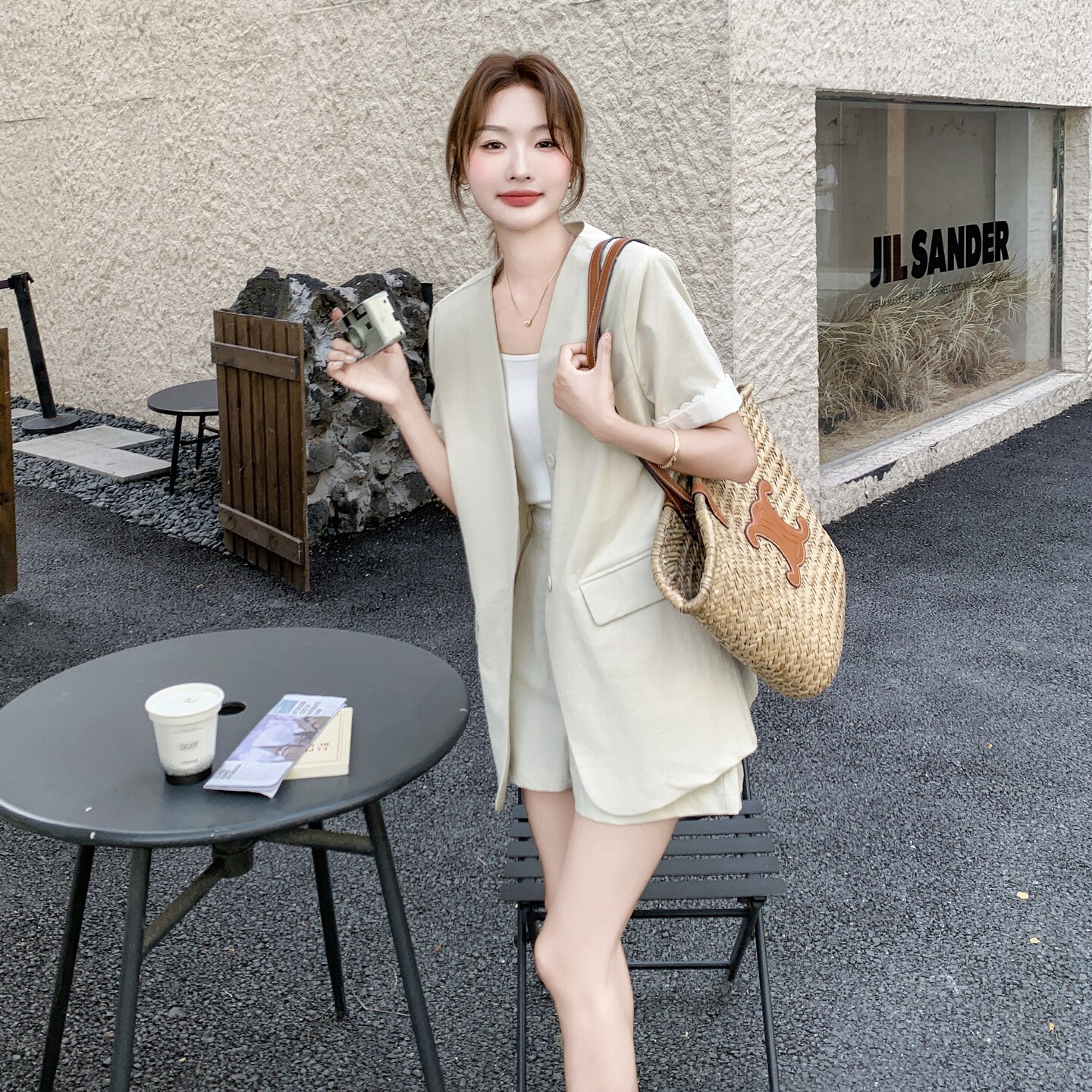 休闲风减龄短袖西装套装女夏新款轻熟风韩系穿搭小个子短裤两件套,女装套装/套裙,浙宝099