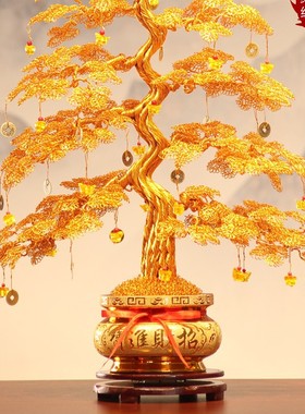金色摇钱树发财树摆件