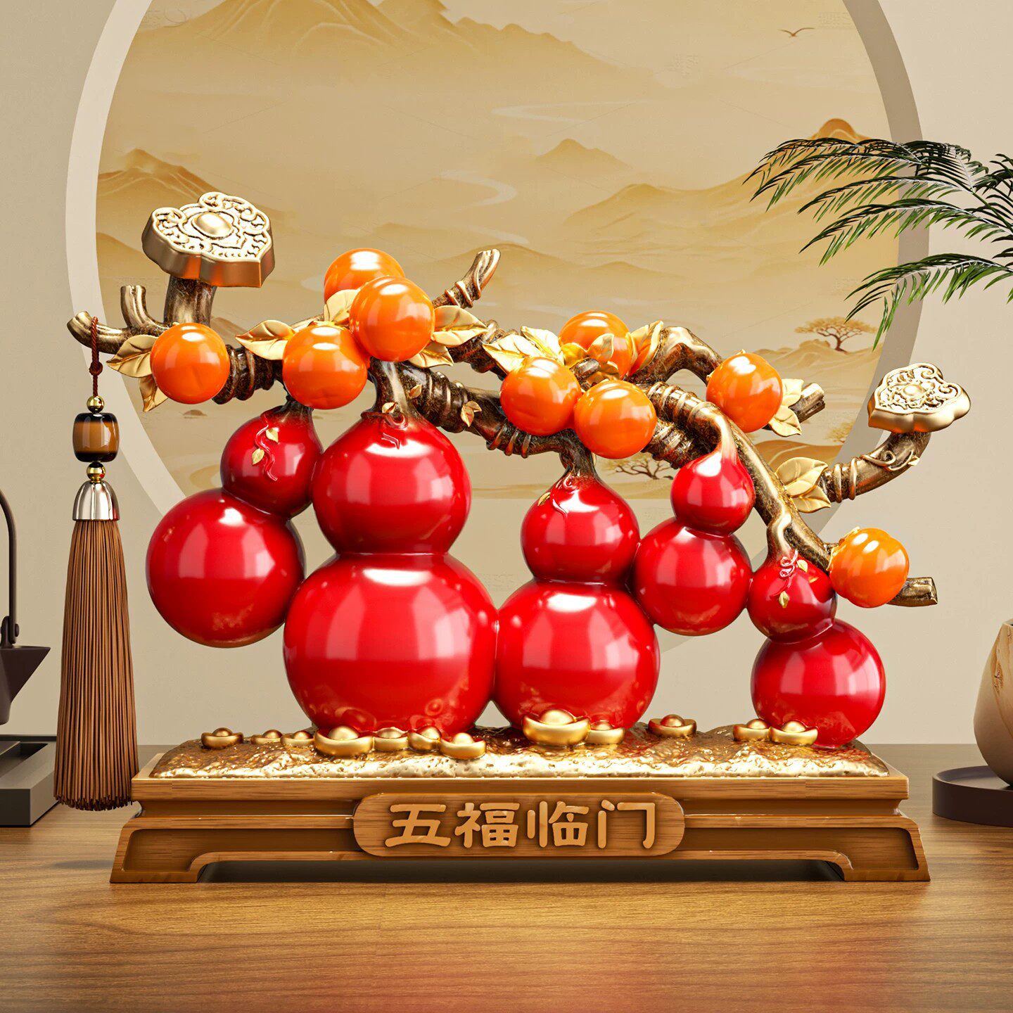 新中式福寿安康寿桃葫芦摆件招财客厅装饰送长辈生日礼物祝寿礼品