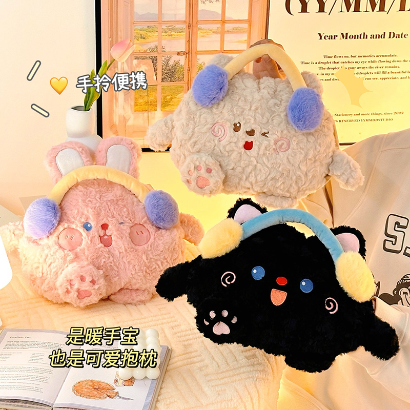 可爱黑猫充电防爆热水袋2025新款痛经女生用暖手宝被窝专用暖水袋