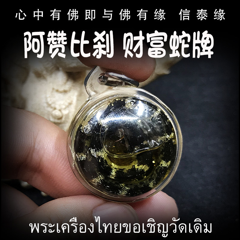 阿赞比刹 财富蛇 泰国佛牌 花草油 金箔 硬币 防水壳