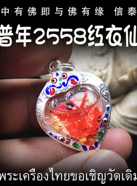 泰国佛牌 龙普年 龙菩年 2558年 红衣仙子 迷你牌 防水银壳