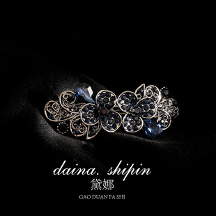 水钻发夹女高端弹簧发卡后脑勺顶夹横夹马尾夹头饰中老年妈妈发饰