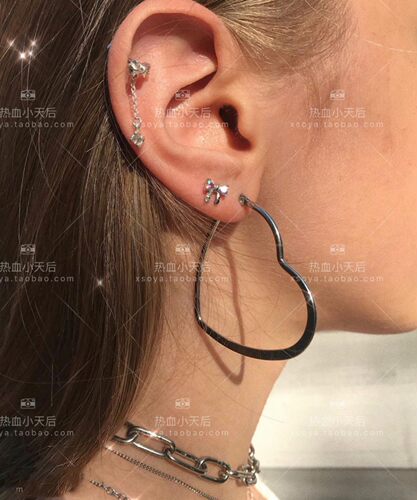soya earring\ 百搭 大爱心LOVE heart 防过敏 不掉色耳环一对