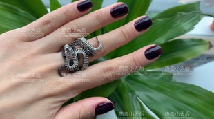 合体蛇SNAKE两个一套黑银开口戒指 可拆开佩戴 很好搭配