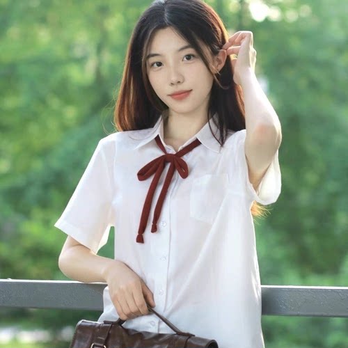 JK学院风夏季宽松立领白衬衫女
