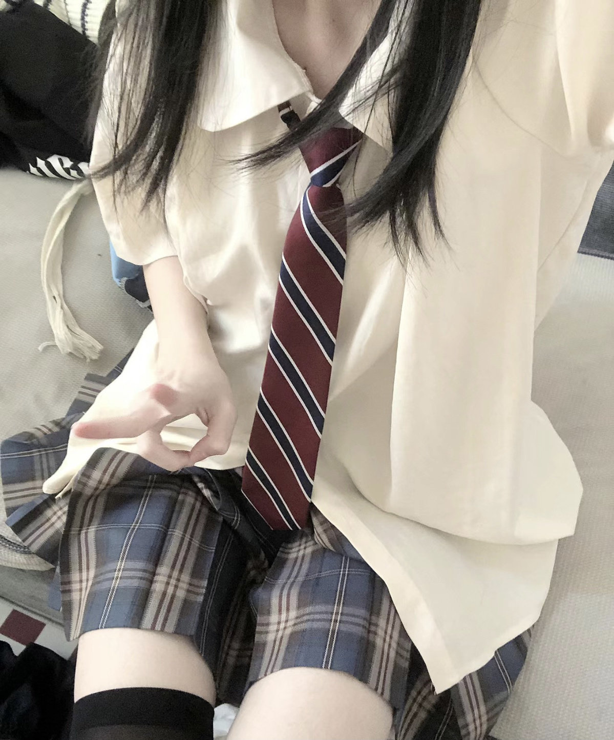 日系学院风jk制服衬衫女夏季甜美可爱宽松短袖衬衣配格裙套装学生
