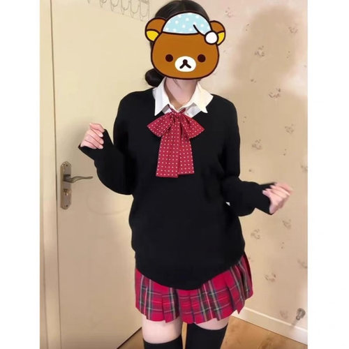 制服套装小辣椒格裙衬衫长袖毛衣