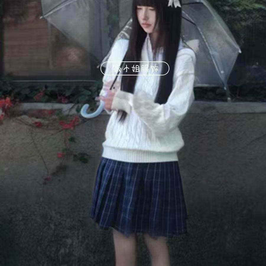 韩系JK制服针织衫可爱麻花连帽套头毛衣秋新品学院风校供长袖上衣