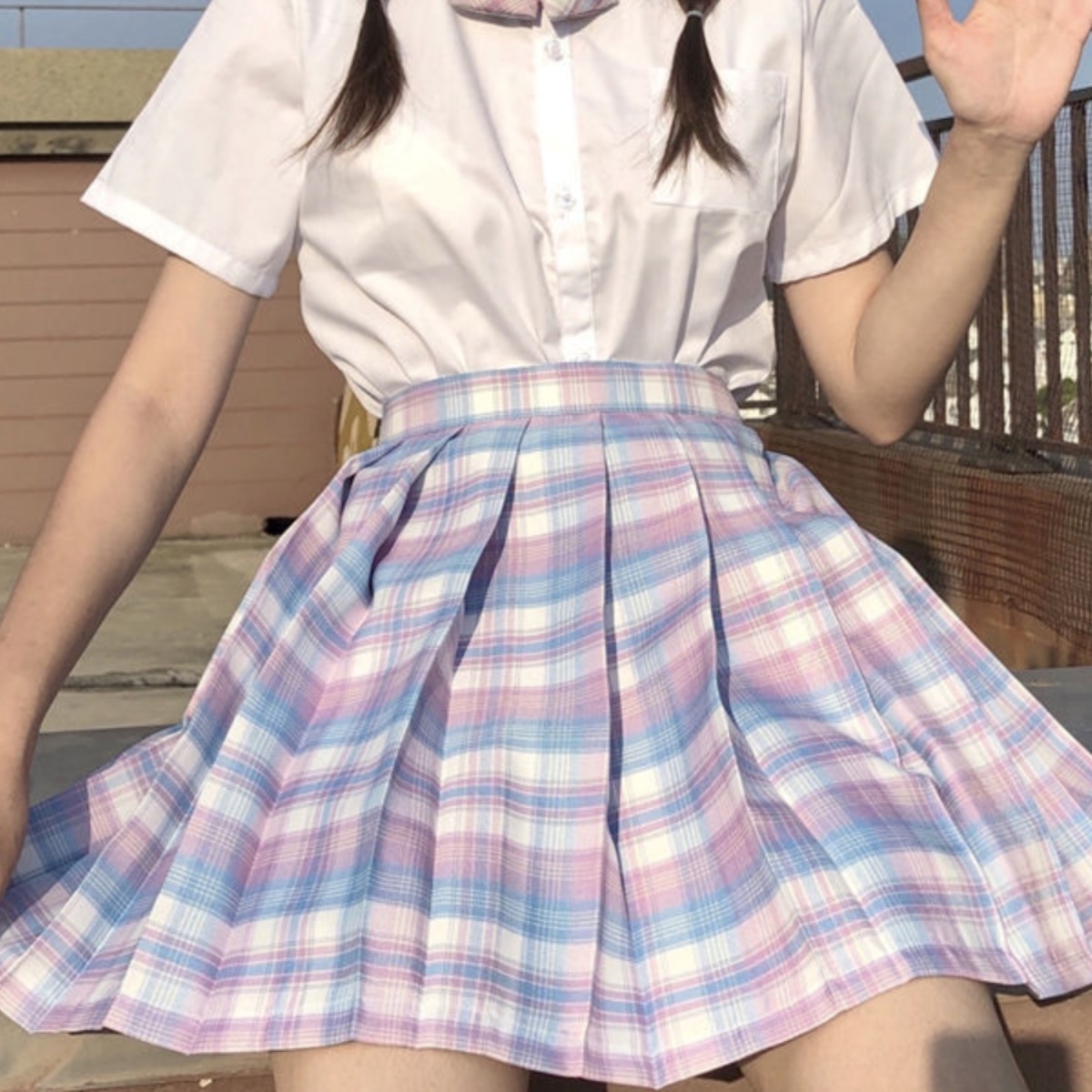 短袖衬衫套装全套学院风百褶裙