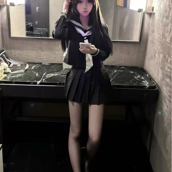 基础款短裙中间服学院风秋季套装
